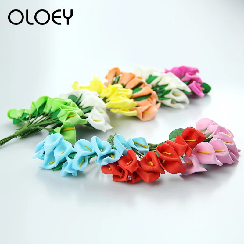 

Oloey 144pcs/lot Artificial Flowers Multicolor Callas Wedding Decoration Gift Box Scrapbooking Cut And Paste Artificial Lilies