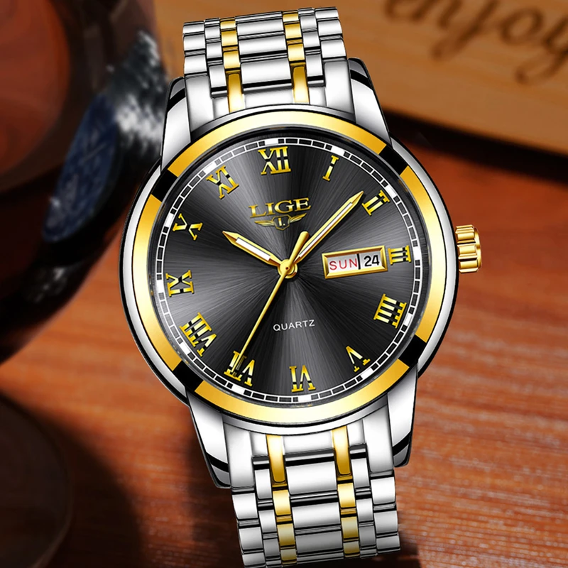 LIGE Watch Men Fashion Sports Quartz Clock Mens Watches Top Brand Luxury Full Steel Business Waterproof Watch Relogio Masculino