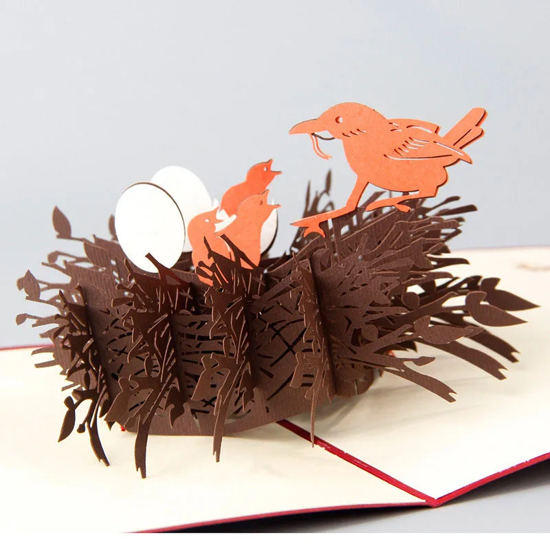  3D Laser Cut Handmade Love Nest Paper Invitation Greeting Cards PostCard Teachers' Day Mother's Day - 32792714392