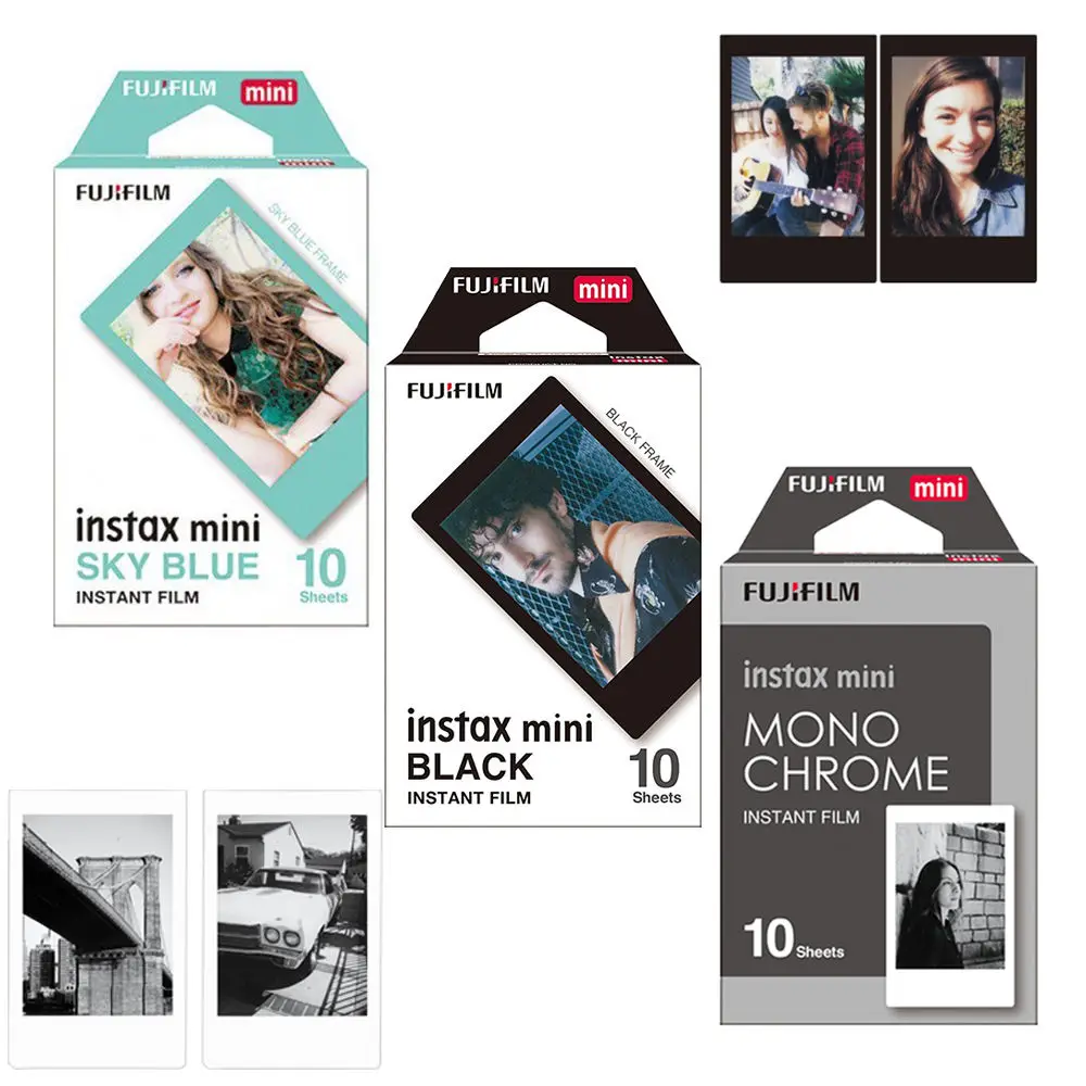 

Genuine Fujifilm Fuji Instax Mini Film Monochrome Mono/ Black / Sky Blue Film 30 pcs for Mini 11 9 8 Plus 90 25 Camera SP-1 SP-2