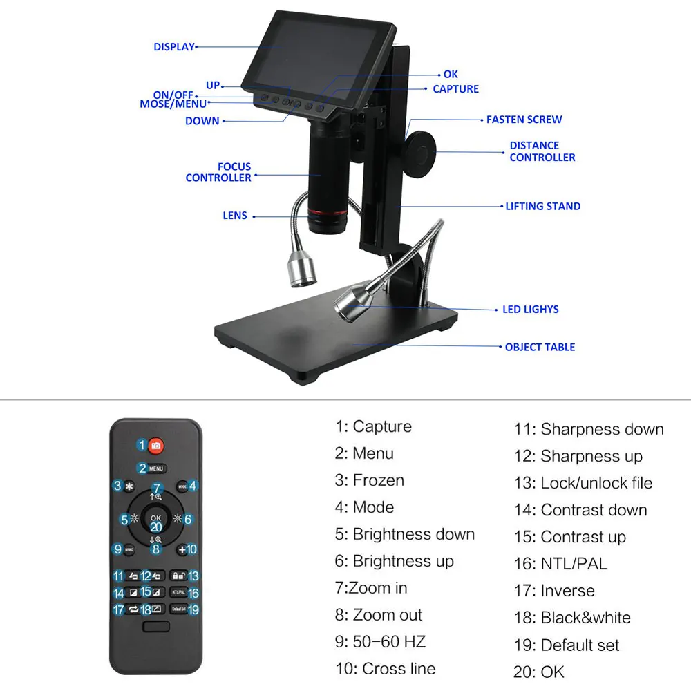 ADSM302 5 дюймов цифровые микроскопы электронный с Дистанционное управление USB 1080 P Full HD видео микроскоп промышленных камера Лупа