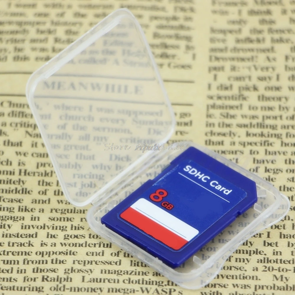 

10Pcs Standard SD SDHC Memory Card Case Holder Box Storage Transparent Plastic Z09 Drop ship
