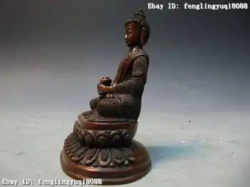 

5"Tibet Refined 100% Bronze Carved Amitayus Sakyamuni Buddha Statue Discount 55%
