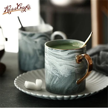 

Simple Ceramic Marble Nordic Minimalism Coffee Cup With Handle Mug with Handle Couple Cover Water Cafe Cup Court Feel