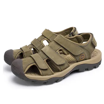 

New High Quality Men Shoes Genuine Leather Sandals Breathable Comfortable Cozy Summer Shoes Fashion Flat Male Sandals