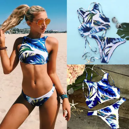 Women-Push-up-Padded-Triangle-Bra-Top-Thong-Bottom-Bikini-Set-Swimsuit-Swimwear
