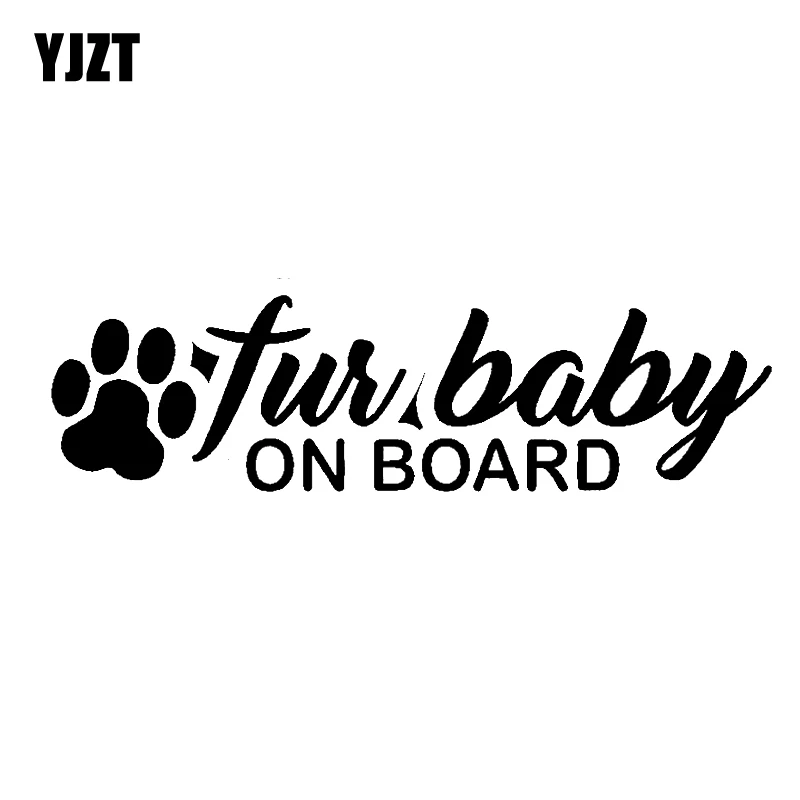 

YJZT 15CM*4CM Fur Baby On Board Pet Dog Paw Rescue Vinyl Decal Sticker Car Truck Black/Silver C10-00105