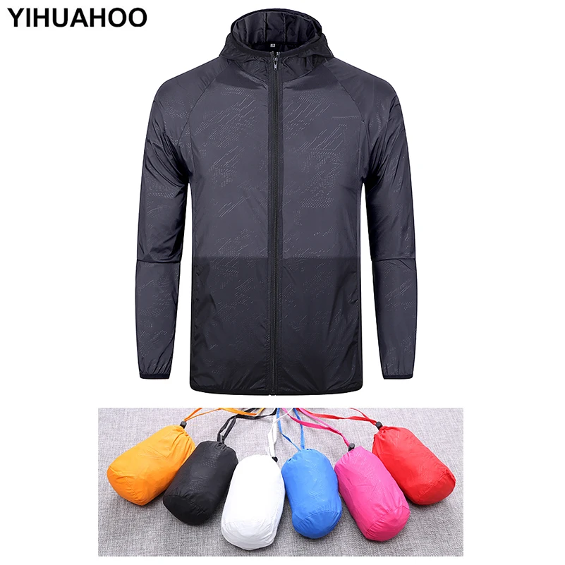 Yihuahoo الربيع الصيف رقيقة سترة الرجال عارضة الرياضية معاطف ملابس الموضة سترة واقية الرجال مقنعين سترة مضادة للماء 0309