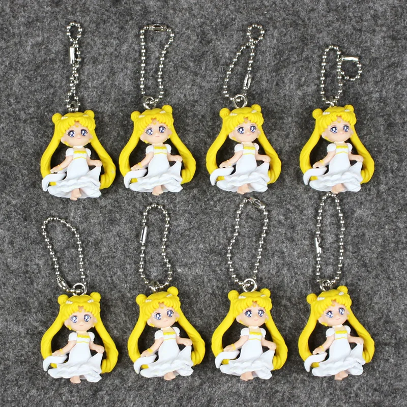 

8pcs/lot 4cm PVC Kawaii Q Version Sailor Moon Japanese Anime Figure Cute Action Figure Keychain Christmas Gift Kids toys