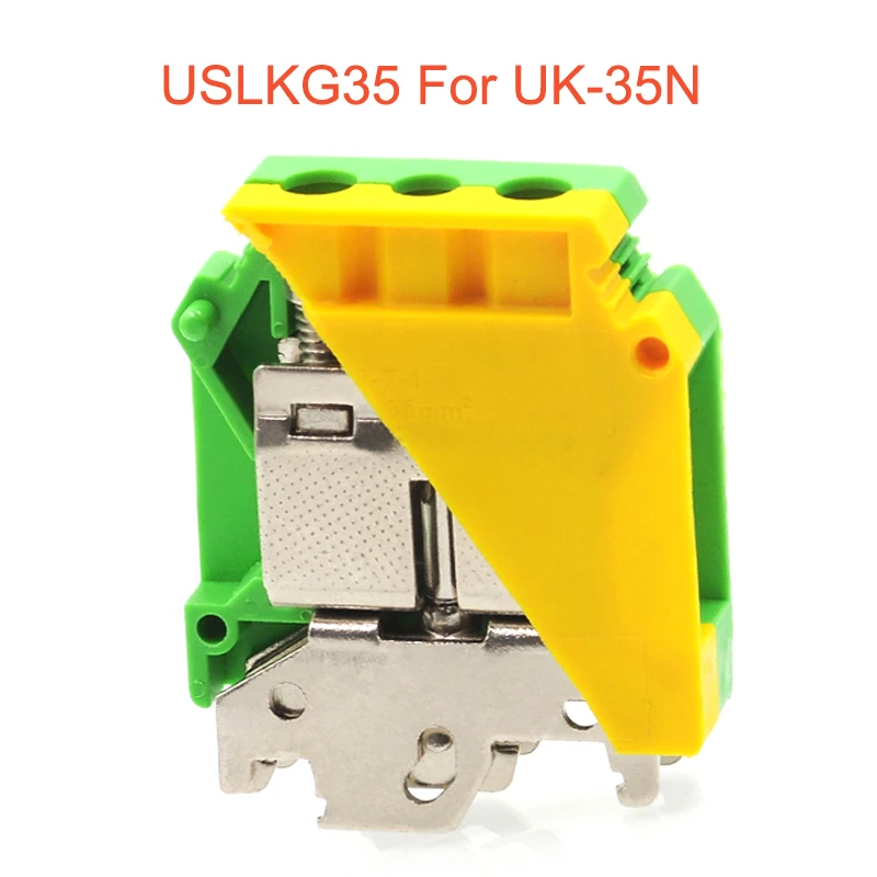 5/10 шт USLKG35 заземляющий клеммный блок din рейка винт bornier UK 35B 35N желтый зеленый