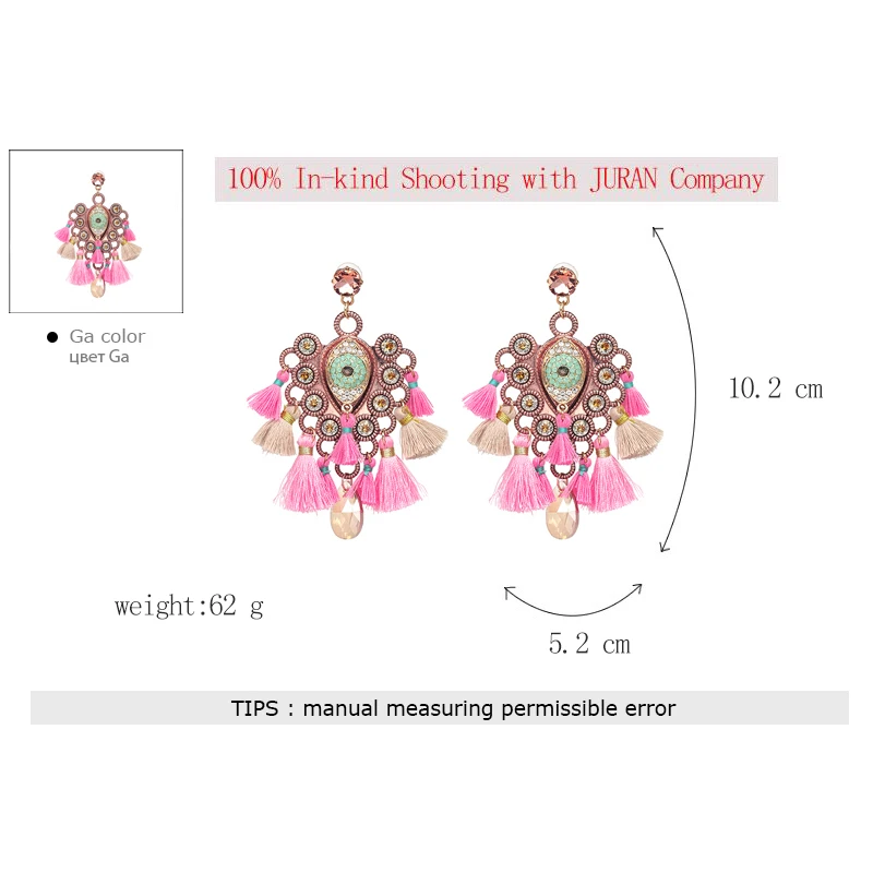 JURAN Oorbellen серьги с кисточками для женщин Материал Pendientes Boho свадебные серьги ручной работы длинные висячие серьги Ювелирные изделия Подарки