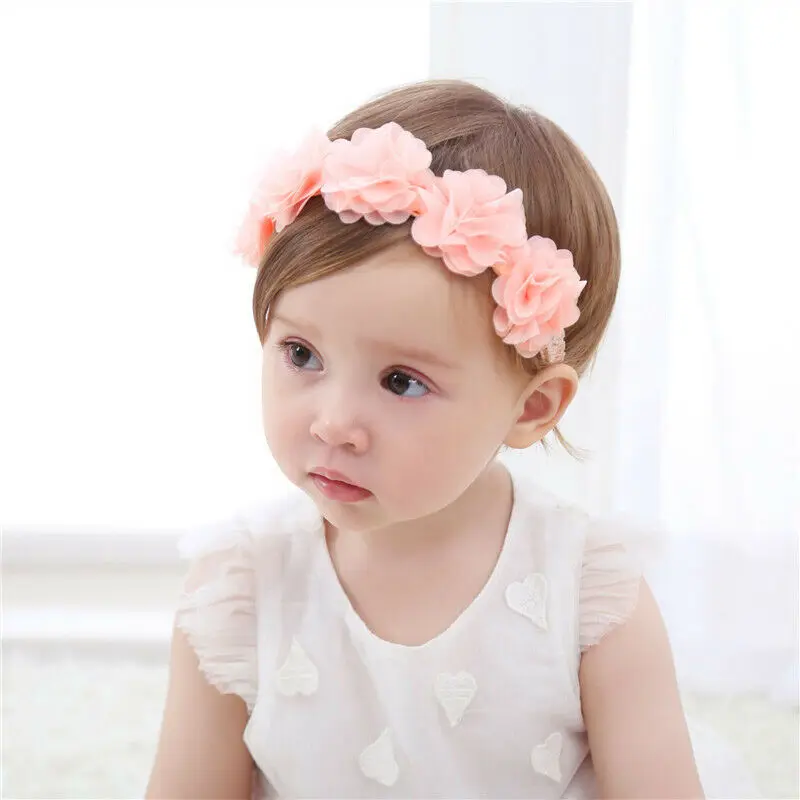 

Baby Girls Kids Headband Flower Head Elastic Band Hairband Headwear Hair Accessories Gray Pink Red White