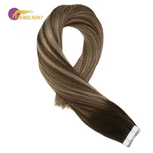 Moresoo, накладные волосы на ленте, цвет коричневый,#3, с#6, с#16, натуральные бразильские волосы Remy, 2,5 г/шт., 16-24 дюйма