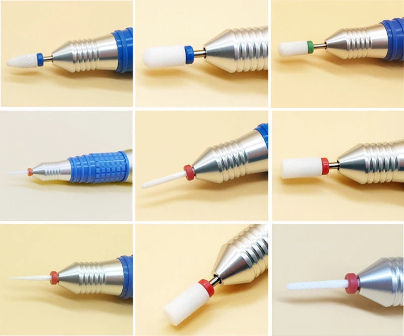 2 шт/партия белый керамический сверло для ногтей большой баррель гладкая верхушка бит 3/3" роторные боры