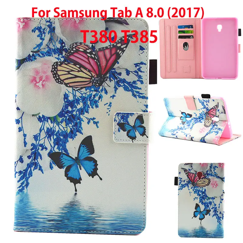 Модный чехол с принтом для samsung Galaxy Tab A 8,0 SM-T380 T385 8,0 дюймов, умный чехол, чехол для планшета из искусственной кожи, чехол+ пленка+ ручка - Цвет: K050