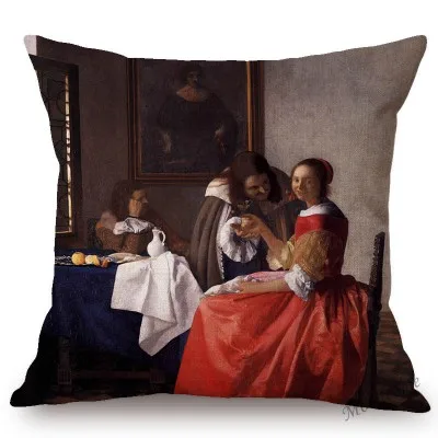 Всемирно известная картина маслом Johannes Vermeer девушка с жемчужной серьгой доярка картина маслом диван наволочка чехол для подушки - Цвет: T296-4