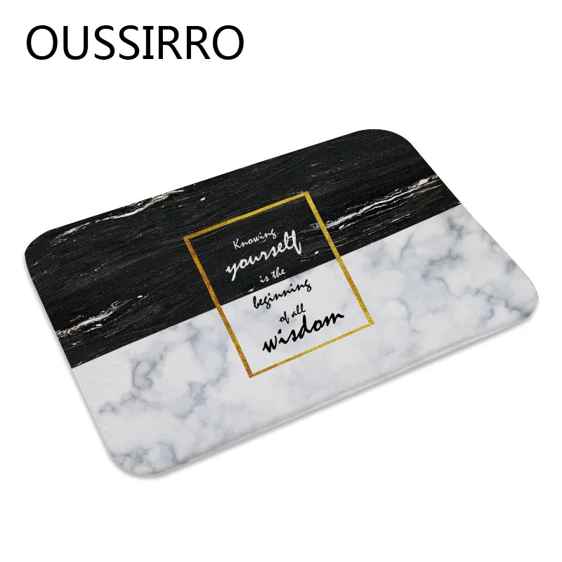 

1Pc Super Soft Coral Velvet Doormat Marble Background Alphabet Design Floor Mat Rug Indoor Bathroom Mats Rubber Anti-Slip Carpet