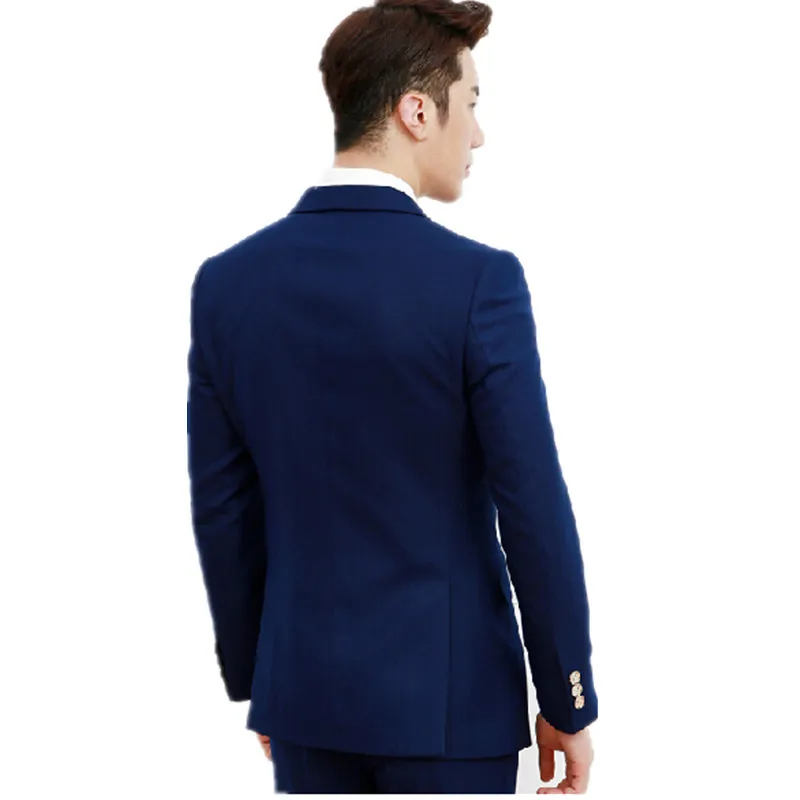 The new fashion mens suits two buttons the groom wedding suits new man lapel suit pure color two-piece (jacket+ pants)