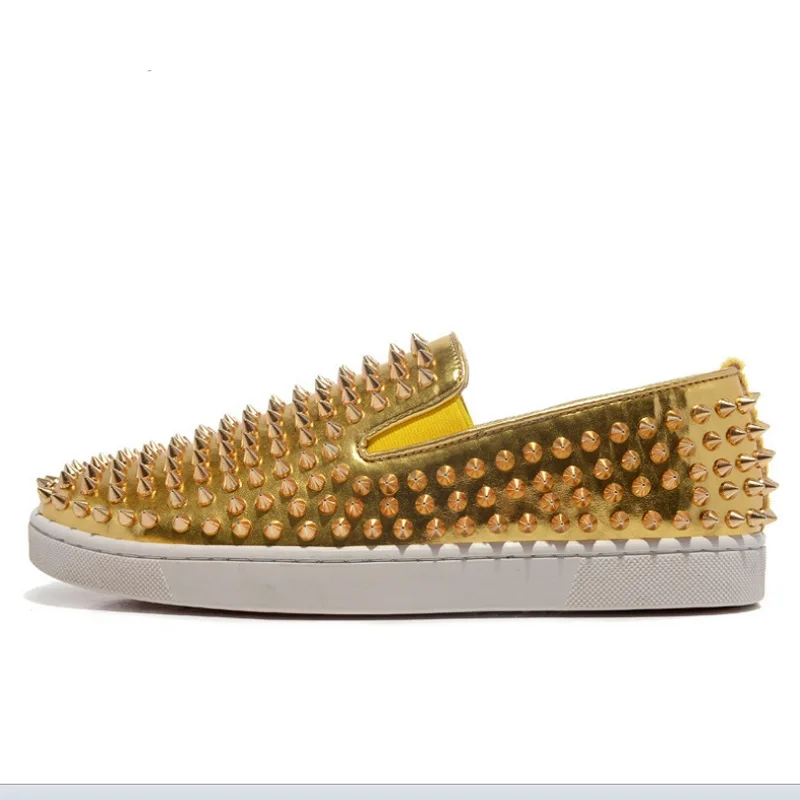 

2019 same design men shoes with mixed colors rhinestones Prom & Banquet men Rivet loafers Red Wedding Shoes Dress Men Flats