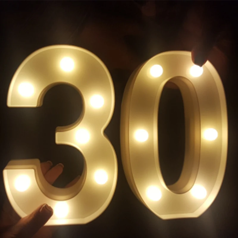 Chicinlife 2 шт 30/40/50/60/70/80 цифры светодиодный ночсветильник лампа с днем рождения