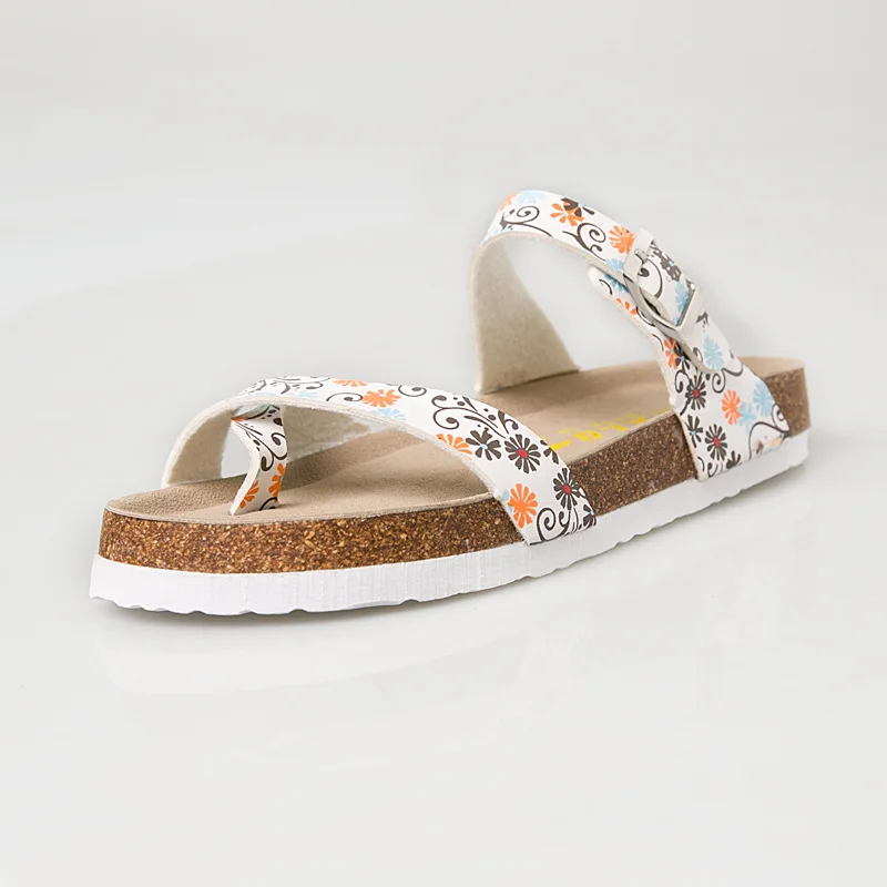 

couple cork slides summer print two band clip toe cork sandals ladies soft comfort flip flops lady buckle slippers slip on shoes
