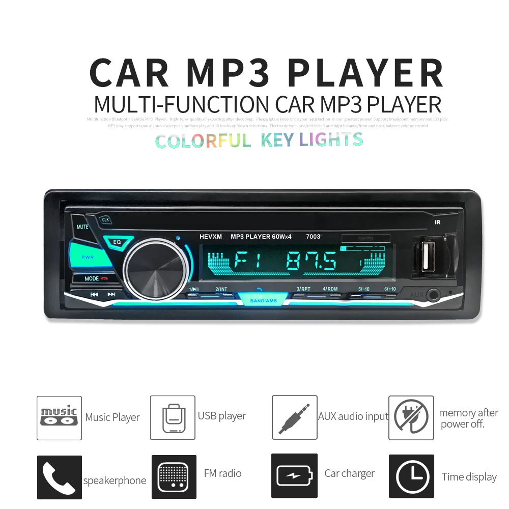 1 Din 12 12v 車ラジオワイヤレス Bluetooth カーステレオプレーヤー Fm Usb Tf リモコンとカラフルなライトボタン 車 ラジオ Aliexpress
