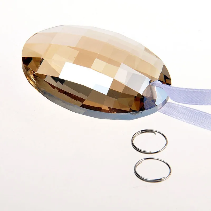 63mm Champagne Round Glass Crystal Prisms Suncatcher Pendants Chandeliers Parts Garland Chakra Spectra Lustres Lamp Hang Drops (3)