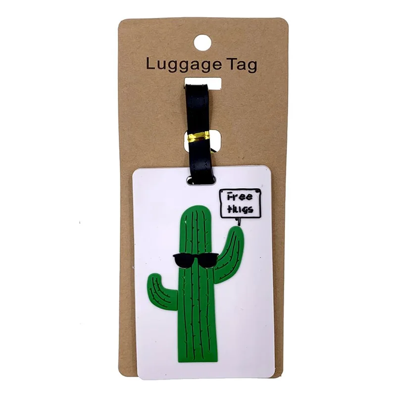 

Kawaii Cartoon Plant Cactus Luggage Tags Silica Gel Suitcase Travel Accessories ID Addres Holder Portable Women Baggage Boarding