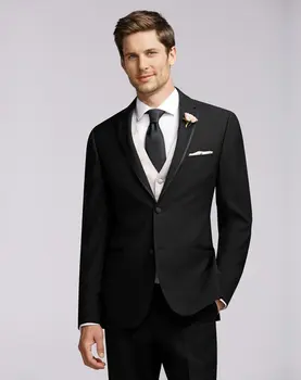 

Custom Made Groom Tuxedo Black Groomsmen Notch Lapel Wedding/Dinner Suits Best Man Bridegroom (Jacket+Pants+Tie+Vest)B411