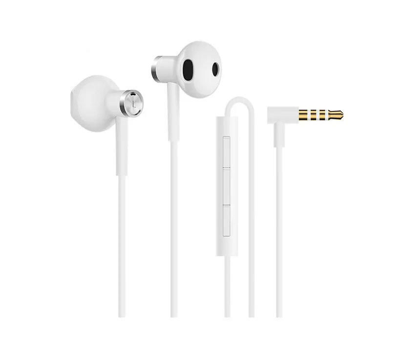 Original Xiaomi Mi Dual Units Half In Ear Earphone Mic Wire Control 3 5MM Slot For iPhone and Smartphones