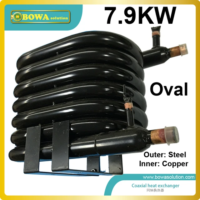 7.9KW steel outer pipe and copper inner pipe tube in tube condenser