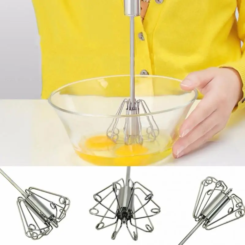 

1PC Stainless Steel Manual Self Turning Whisk Frother Easy Blender And Mixer Cream Whipper Egg Beater Hot Drink Foamer Stirrer