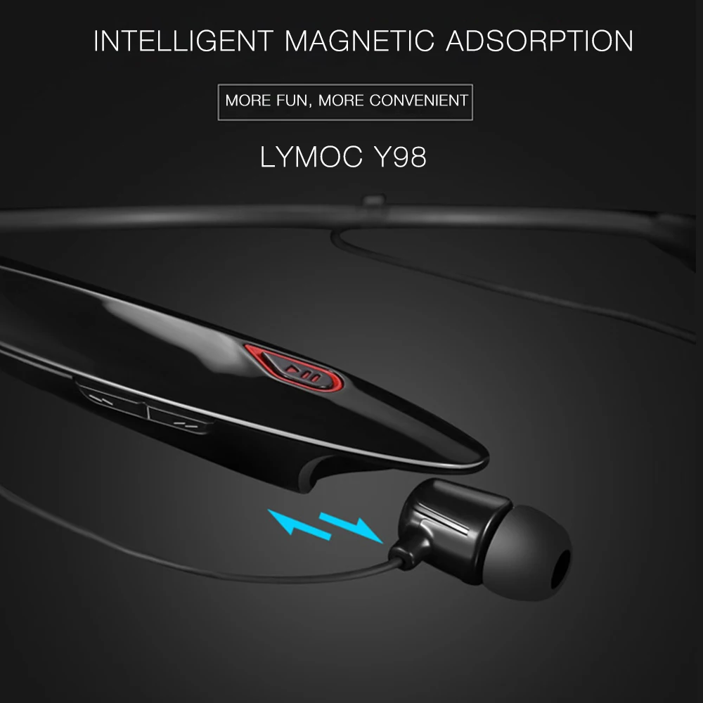 Lymoc Upgrade Y98 4D стерео Bluetooth гарнитура шейным ремешком беспроводные наушники V4.2 спортивные наушники 15 часов воспроизведения Handfree HD MIC
