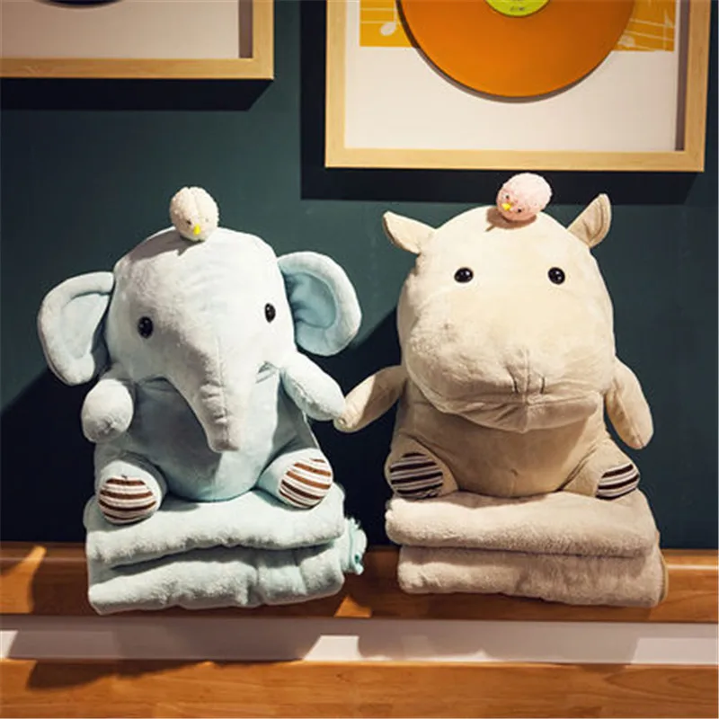 Elephant Plush Pillow Blanket Multipurpose Infant Soft Sleeping Stuffed