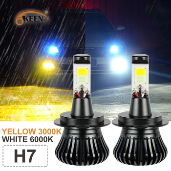 

OKEEN 2pcs 12V 6000K White 3000K Yellow Car LED Fog Lights Waterproof Fog Lamp Dual Color H1 H3 H7 H11 H8 6005 H4 Led Bulbs DRL