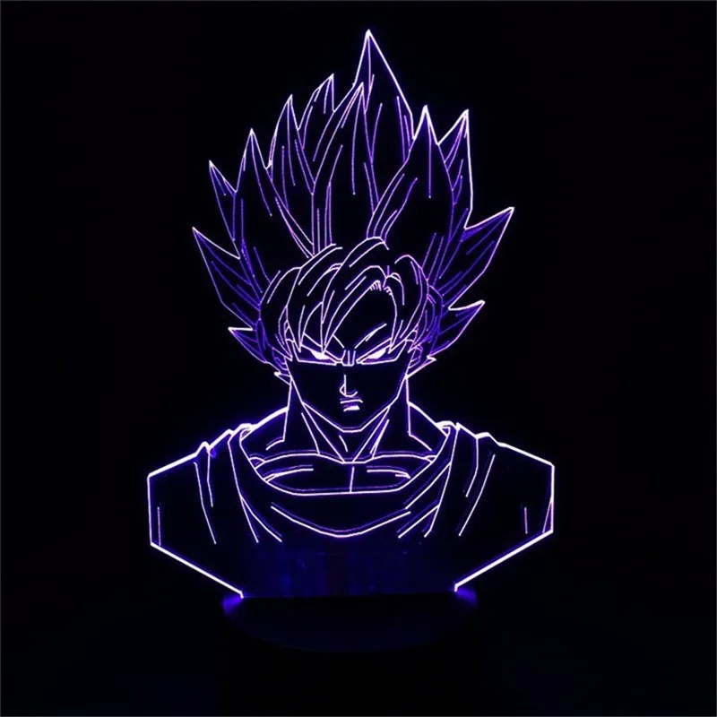 3D светодиодный Светильник-ночник Dragon Ball Z Goku Super Saiyan, 7 цветов, сенсорный декоративный светильник, Оптическая иллюзия