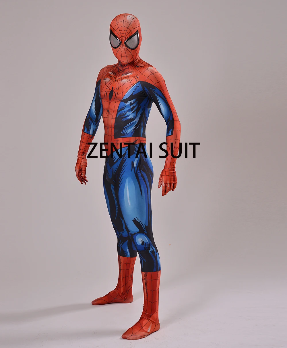 Ultimate Spiderman Costume 3D Shade Spandex Cosplay Halloween Spider-man Superhero Costume 2016 Newest Fullbody Zentai Suit