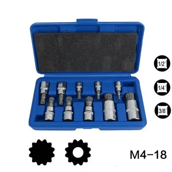 

Screwdriver allen head sleeve Wrench 10 Pcs set 12 Point MM Triple Square Spline Bit Socket Set For Tamper-Proof Lug Nuts