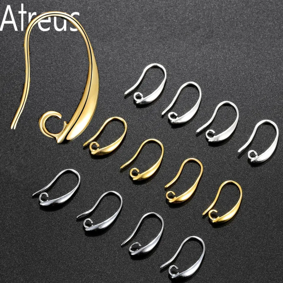 

Atreus 4PCS Wholesale Silver/Gold Color French Earring Smooth Hook Ear Wires DIY Earring Making Accessories Jewelry Findings