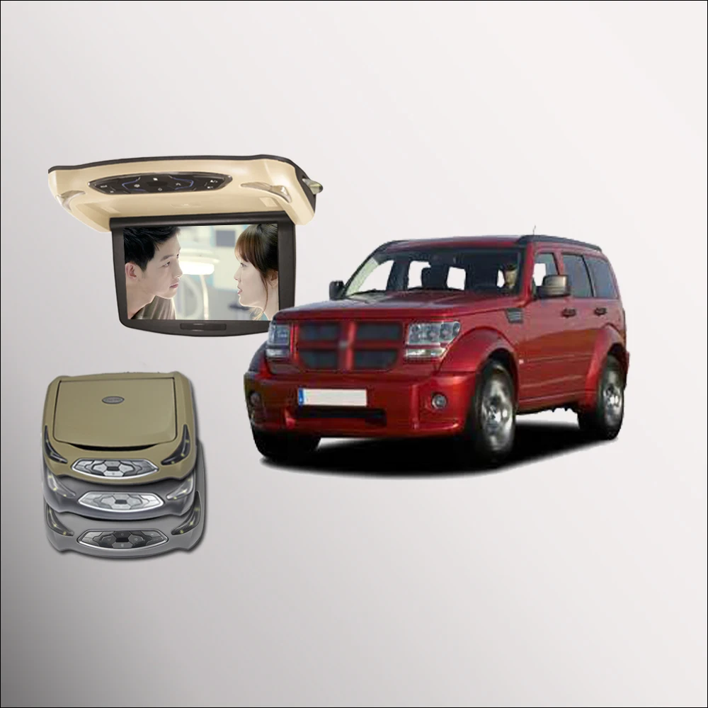 

BigBigRoad For Dodge Nitro Caliber Car Roof Mounted in car LED Digital Screen with HDMI USB FM TV Game IR Remote Flip Down DVD