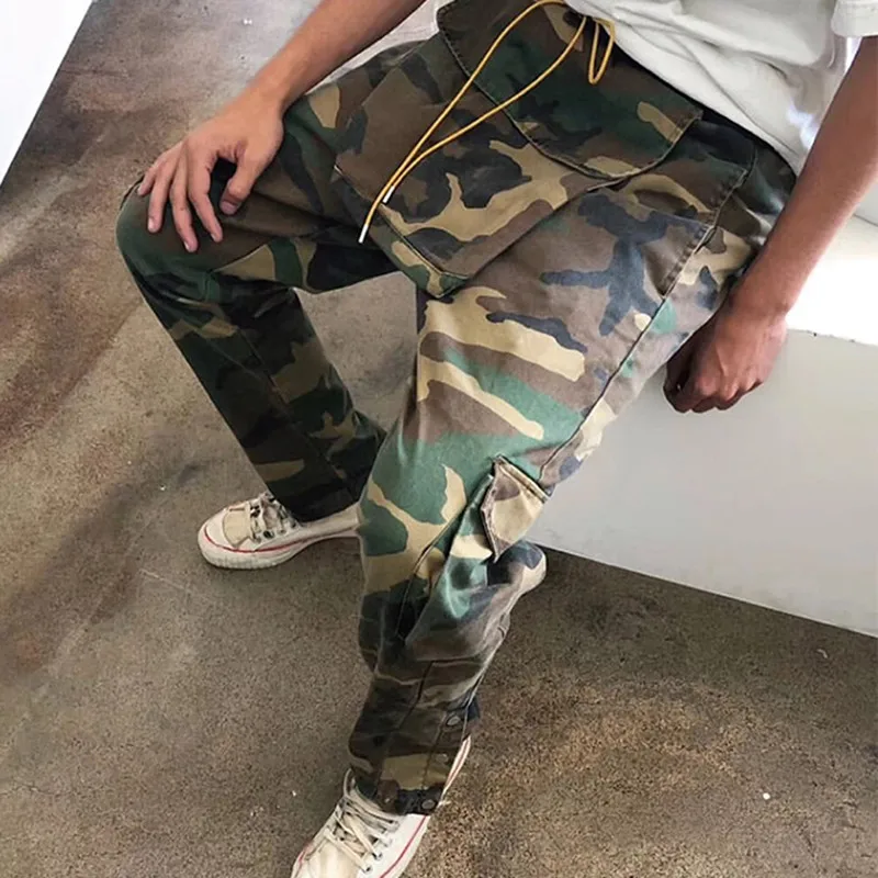 

19ss RHUDE Pants Men Big Pockets 1:1 Camouflage Joggers Sweatpants Trousers Sweat Pants Men Jogger Army RHUDE Camo Pants