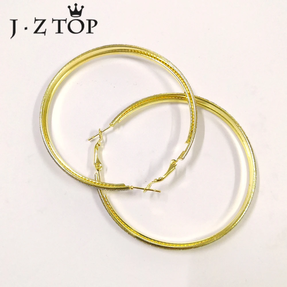 

Jztop Bohemian Gold Color Sequined Big Hoop Earrings Woman Sexy Metal Circle Geometric Punk Earring Female Statement Jewelry