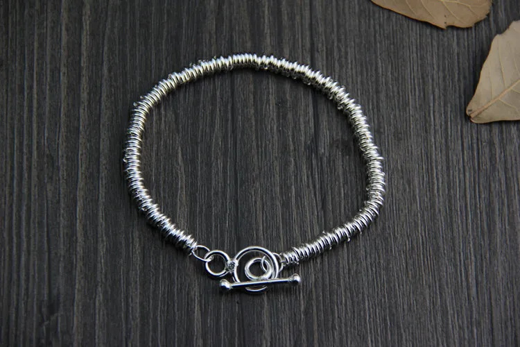 C& R настоящий браслет из стерлингового серебра S925 пробы для женщин, скрученный веревочный литьевой тайский серебряный браслет ручной работы, очаровательные браслеты, хорошее ювелирное изделие
