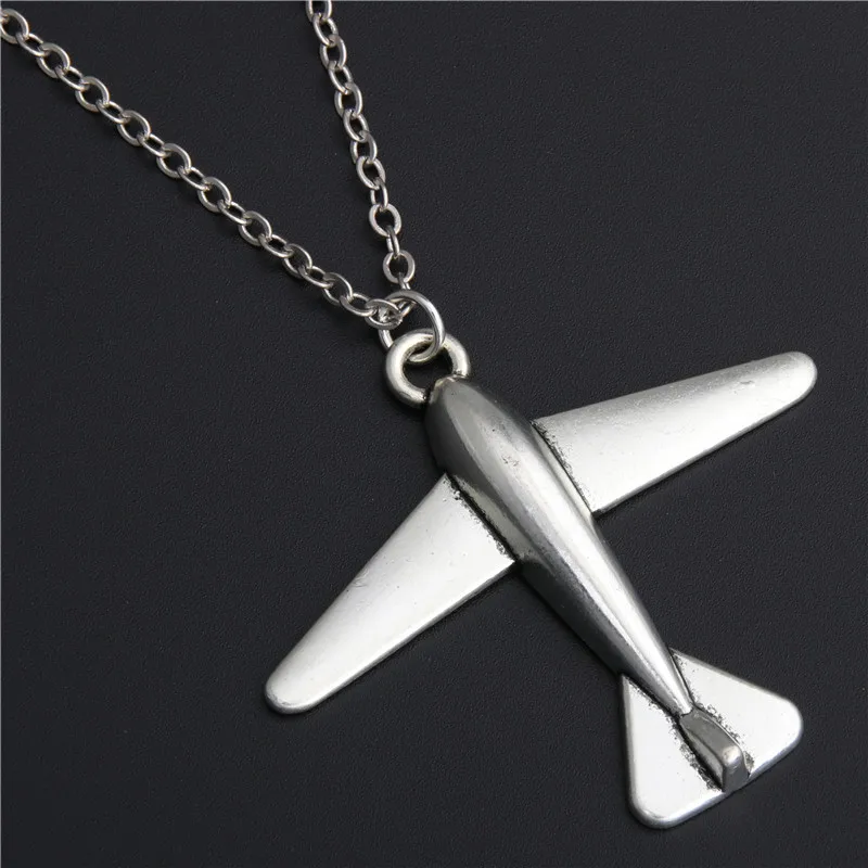 1pc Airplane Necklaces & Pendants Silver Color Color Airplane Pendant Aircraft Necklace For
