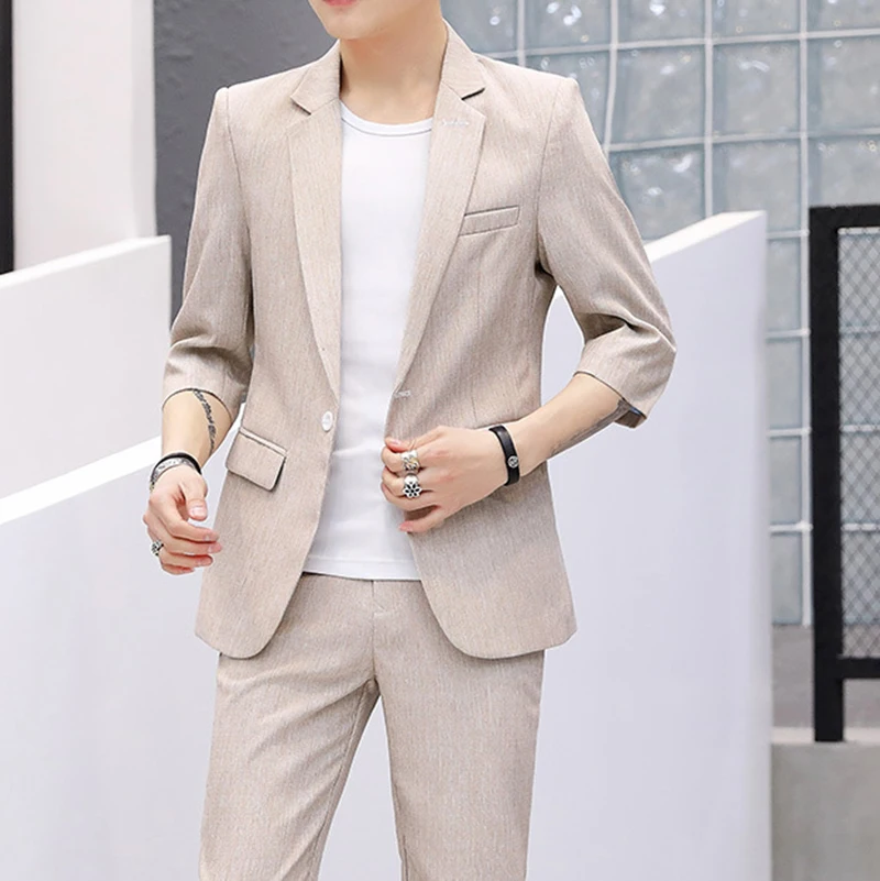 

Summer Suits Men 2019 Short Sleeve Dress Mens Wedding For White Sprite Groom Suit Slim Fit Clothing Red Two Piece Set Coat Pants