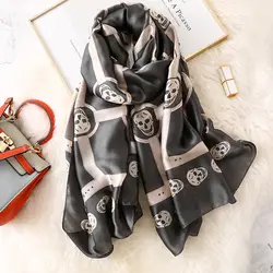 Череп платок для женщин розовый черный шарфы для атласные шелковые мягкие Multi Функция подарок платок хиджаб обертывания 2018 Мода 180*90 см
