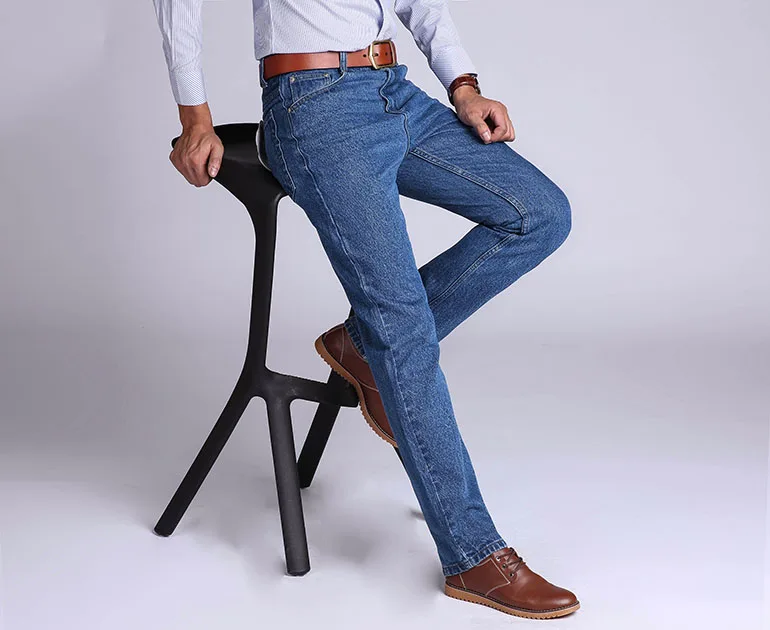 Tiger Castle Высокая талия 100% хлопок Для мужчин s Классические джинсы мешковатые Брендовые мужские прямые джинсовые штаны на весну и зиму, теплые