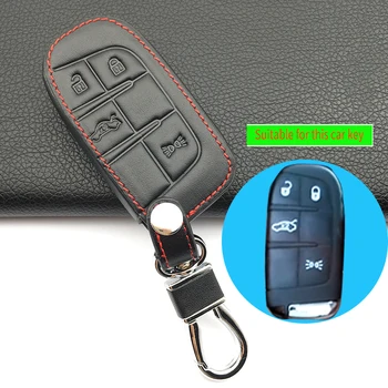 

For Jeep / For Fiat 2018 super quality Top layer Leather Car Key 4 Buttons Case Cover Fob Auto Accessories Fast Logistics Speed