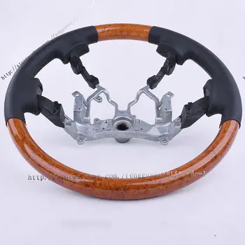 

For Toyota Land Cruiser LC200 2008-2015 Steering Wheel Wood Grain Leather Grip