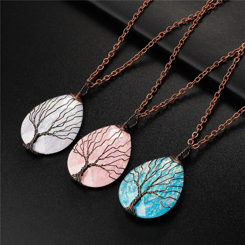 

SEDmart Colorful Resin Tree of Life Dainty Pendant Necklace for Women and Girls Rose Gold Chain Long Necklace Jewelry Gift